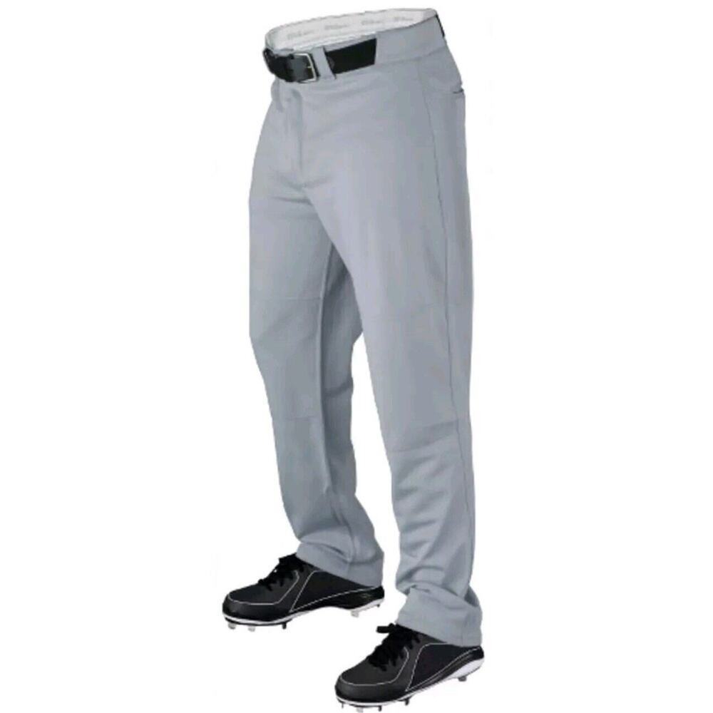 Wilson‎ Baseball Pants Mens Large Gray Open Bottom Baseball  NWT 32" Inseam